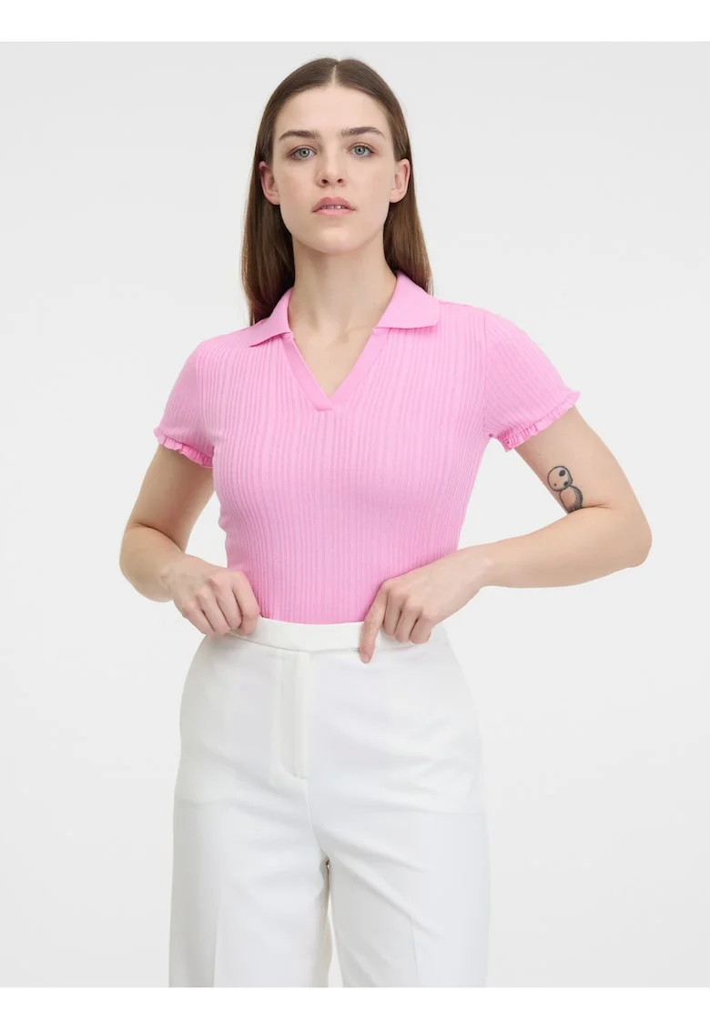 Tricou polo scurt cu model uni