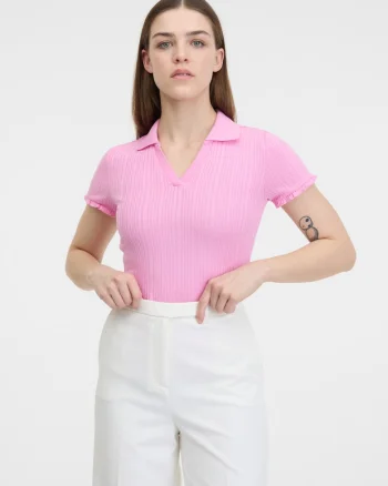 Tricou polo scurt cu model uni