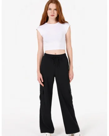 Pantaloni cargo cu snur de ajustare, Negru