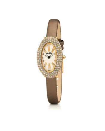 Ceas quartz dama  Inox/Piele naturala, Auriu/Maro