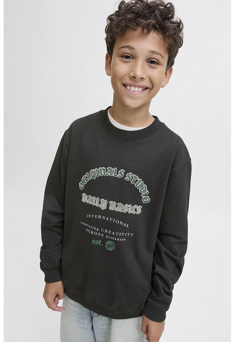Bluza de trening lejera de bumbac, Verde/Negru