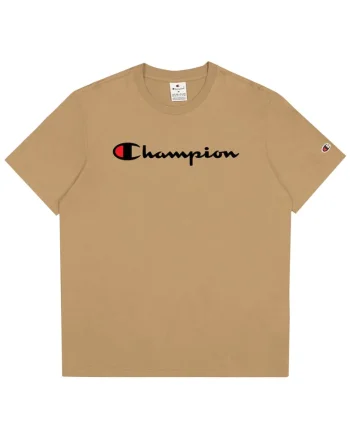 Tricou barbatesc  bej, bumbac, croiala regulata, logo pe piept