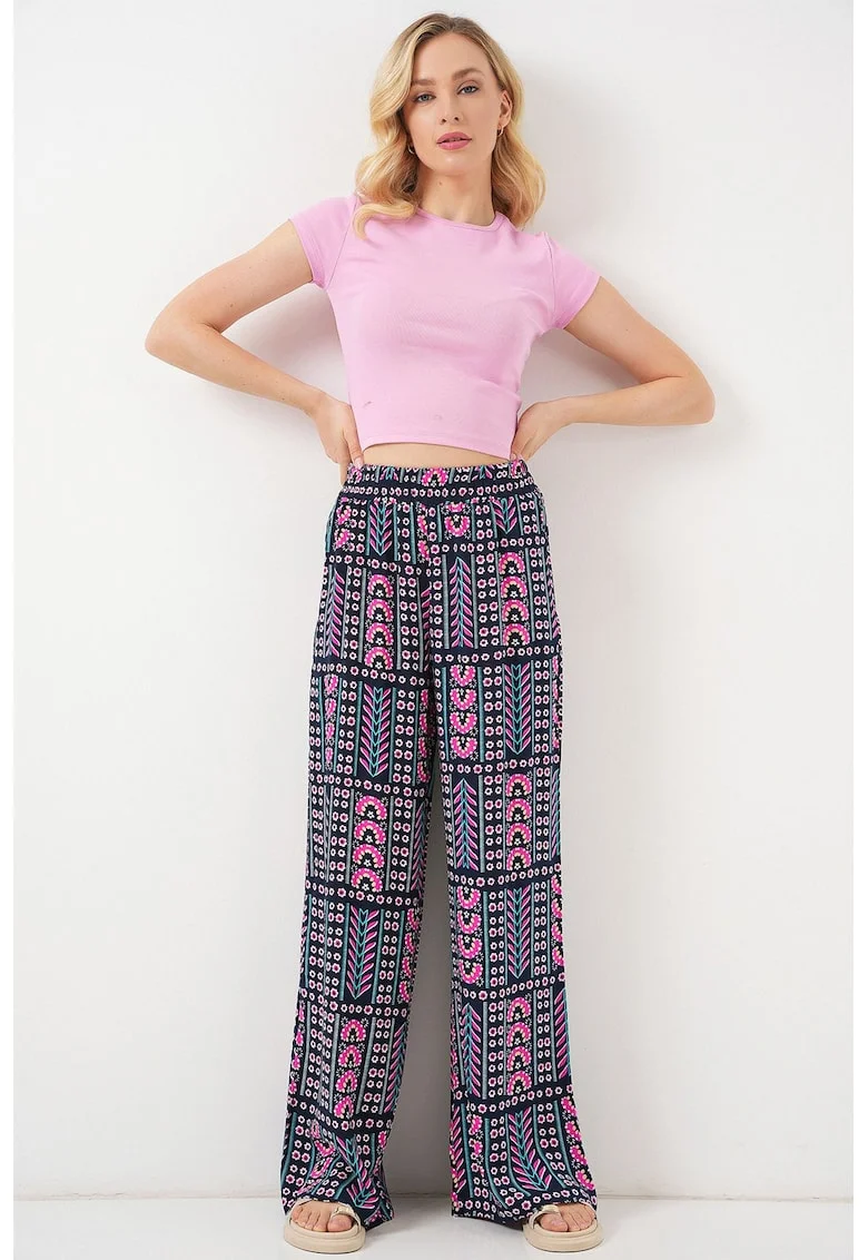 Pantaloni dama, HiCCUP, Talie inalta, Textil, Bleumarin