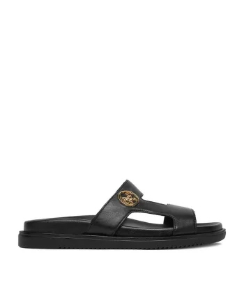Papuci piele naturala negru, Negru