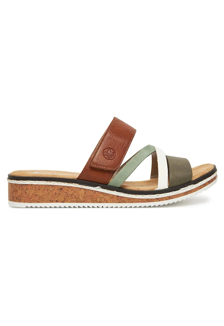 Slapi dama  casual, platforma, maro, material sintetic, Maro