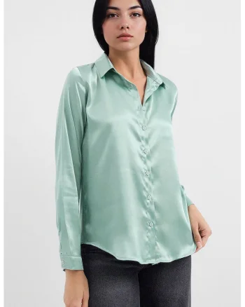 Camasi dama, HiCCUP, camasa cu maneca lunga, satin, salvie