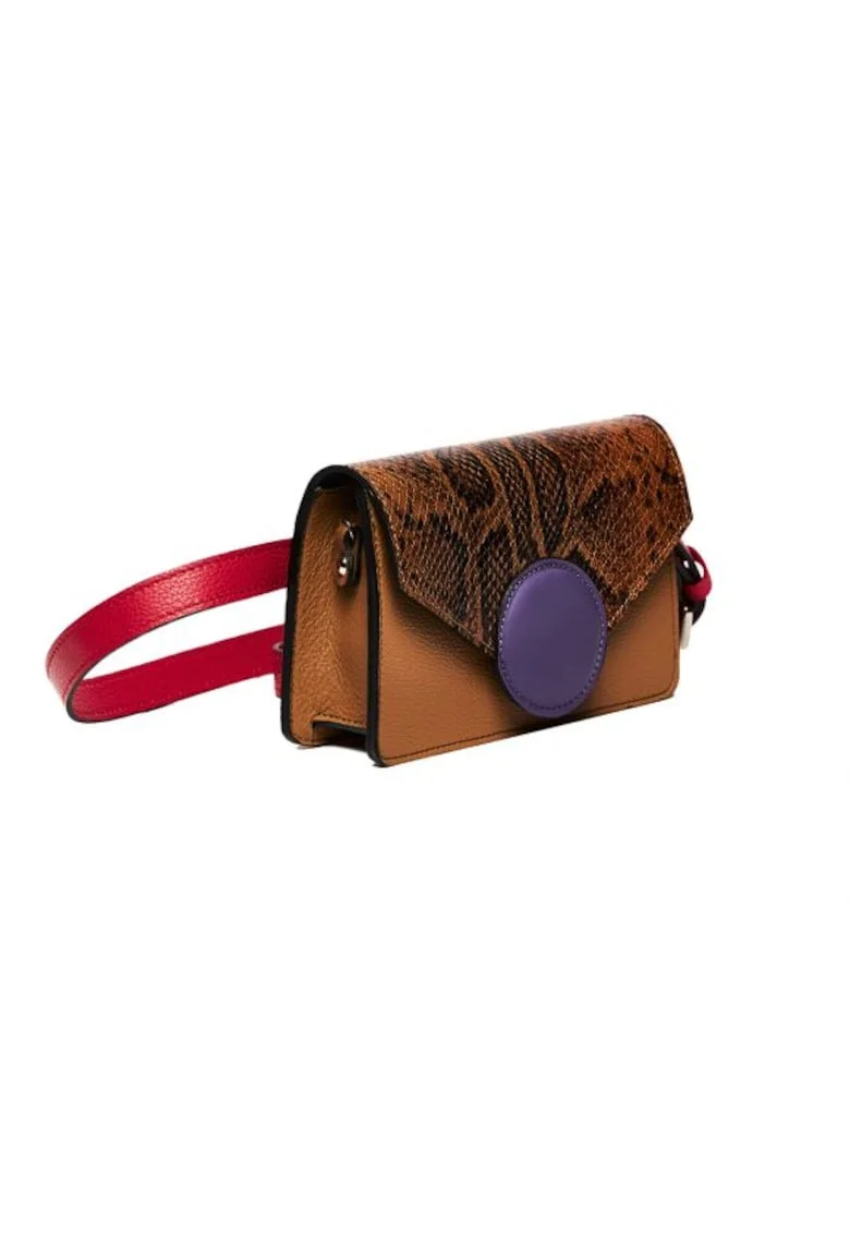 Geanta dama piele,  Cora, coniac mov, 22x10x15 cm