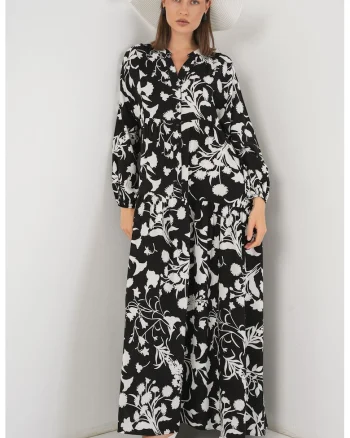 Rochie maxi, HiCCUP BDART, inchidere cu nasturi, textil, gri inchis