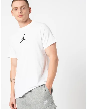 Tricou cu decolteu la baza gatului si logo Jordan Jumpman, Alb optic