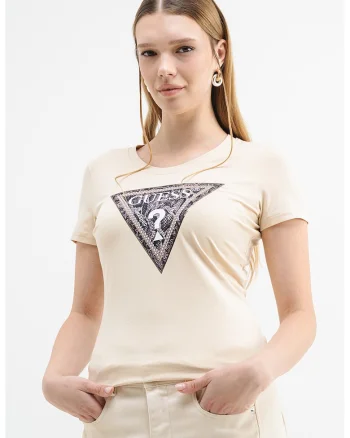 Tricou slim fit cu logo, Bej deschis