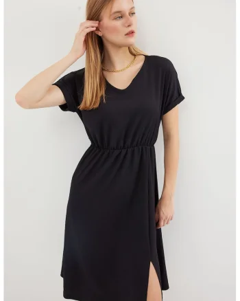 Rochie, HiCCUP, Midi, Jerseu, Negru