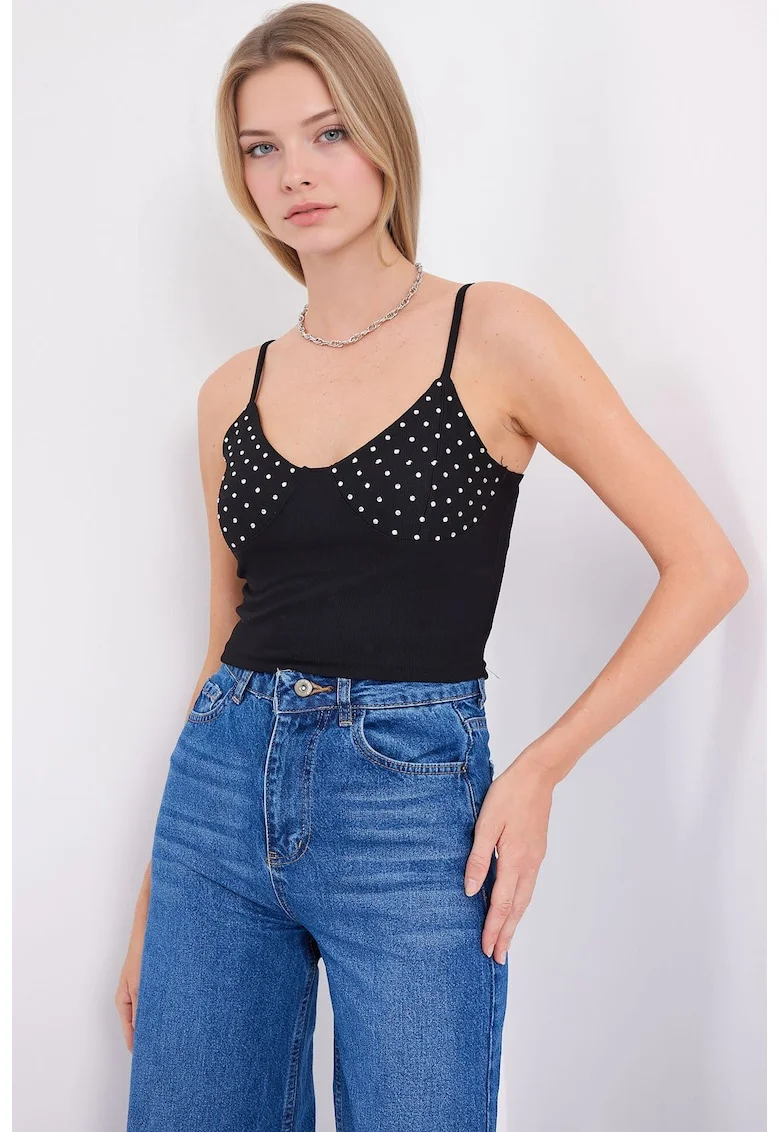 Top dama,  Jerseu, Negru,
