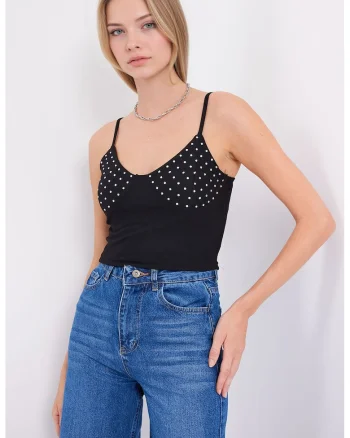 Top dama,  Jerseu, Negru,