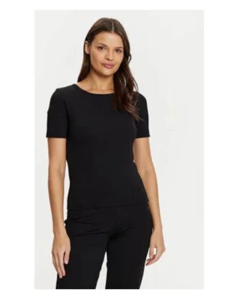Tricou cu model uni si maneci.scurte, Negru
