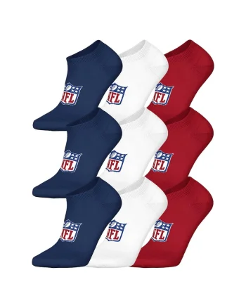 Set de sosete unisex cu logo - 9 perechi, Rosu/Alb/Albastru inchis