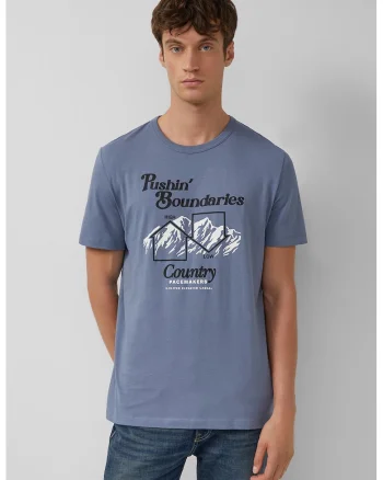 Tricou de bumbac cu imprimeu grafic, Albastru prafuit