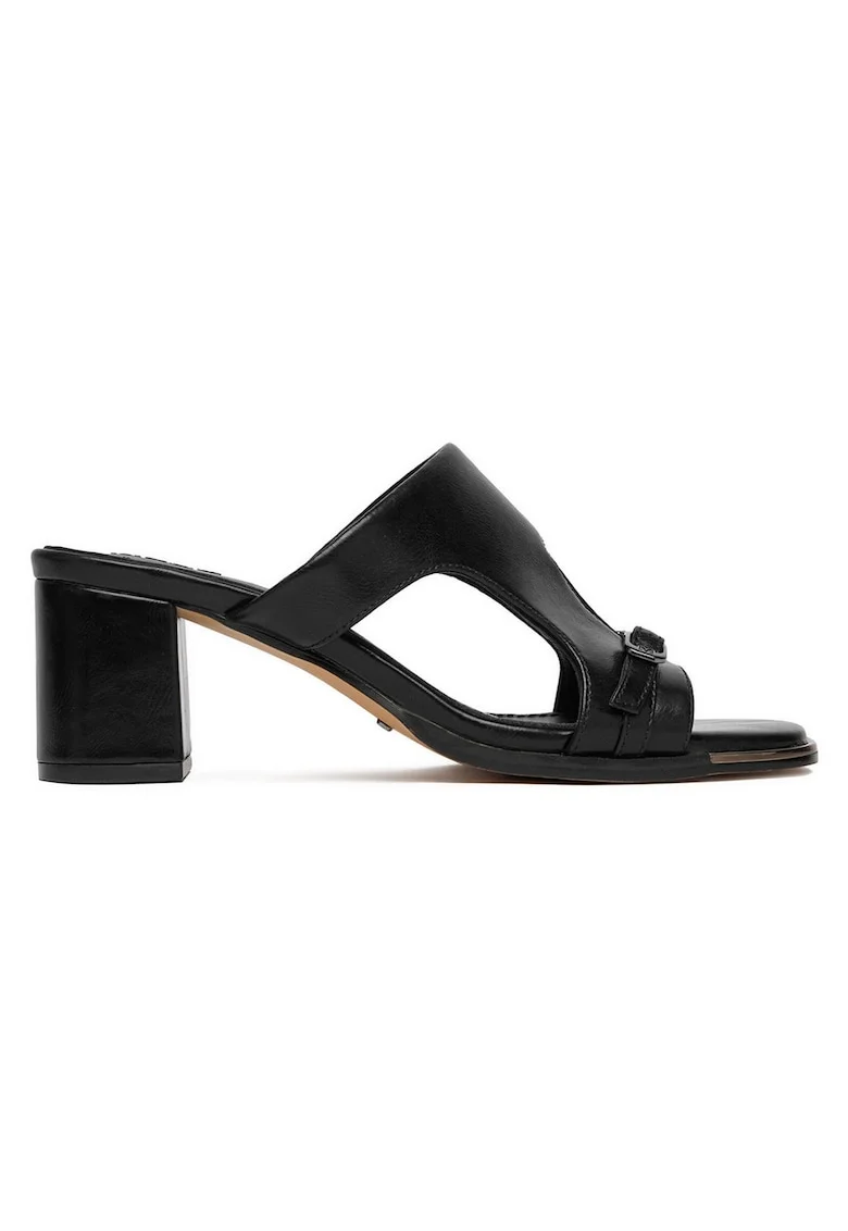 Papuci  piele naturala, negru, Negru