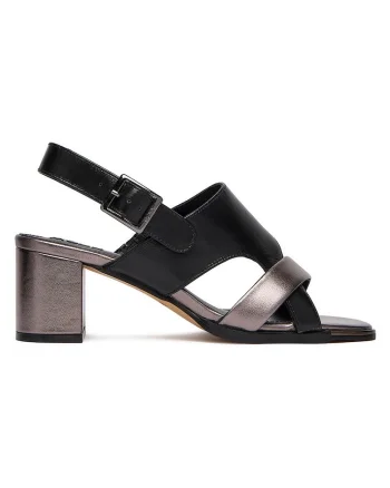 Sandale dama,  catarama, piele naturala, negru, Negru