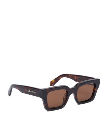 Ochelari de soare dama din material sintetic, rame dreptunghiulare cu imprimeu pantera, lentile cu filtru UV400, include etui, Maro, Marime unica