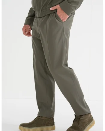 Pantaloni relaxed fit cu talie medie, Kaki