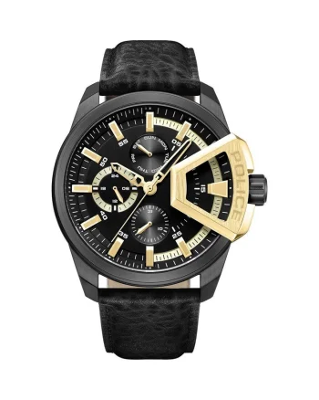 Ceas Barbati  quartz, inox, piele naturala, 46mm