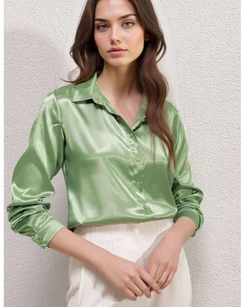 Camasi dama HiCCUP satin, Verde lime