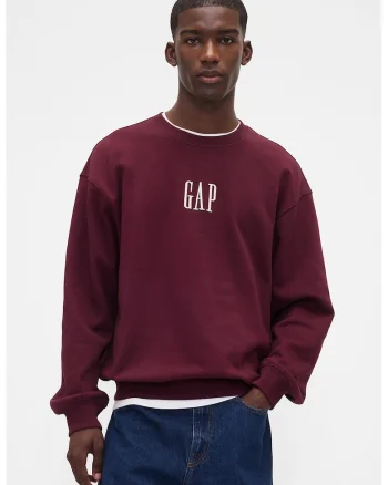 Bluza de trening cu maneci cazute si logo, Visiniu