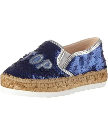 Balerini copii  cu aplicatii din sequins, textil, albastri, 31EU