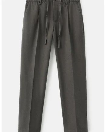 Pantaloni conici cu buzunare laterale si model uni, Gri inchis