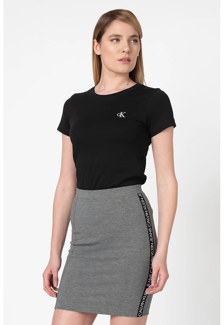 Tricou slim fit din bumbac organic J20J212883, Negru