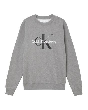 Bluza de trening de bumbac cu logo, Gri melange