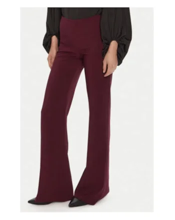 Pantaloni dama,  palazzo, bordeaux, poliester 90%, elastan 10%