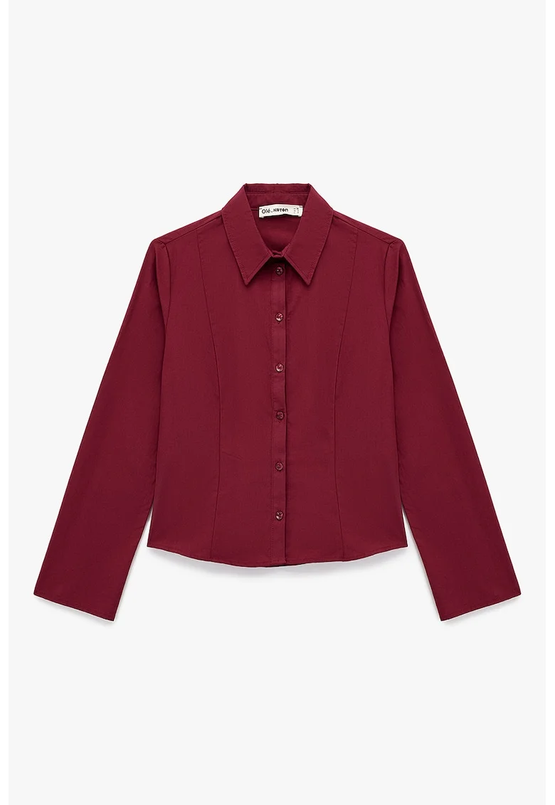 Camasa slim-fit cu guler ascutit, Rosu inchis
