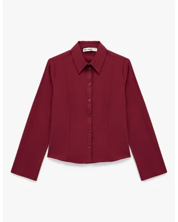 Camasa slim-fit cu guler ascutit, Rosu inchis