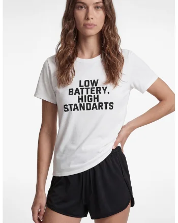 Tricou din amestec de modal cu mesaj, Alb