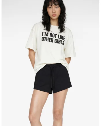 Tricou lejer cu imprimeu text, Alb