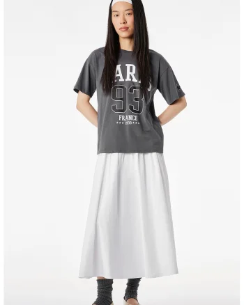 Tricou din bumbac cu imprimeu text, Gri inchis