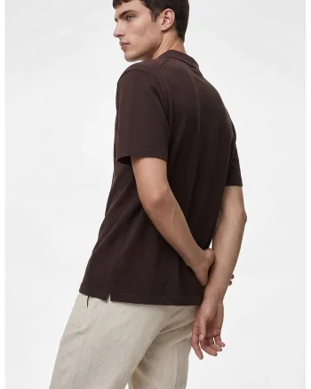 Tricou regular fit cu guler polo, Maro Siena