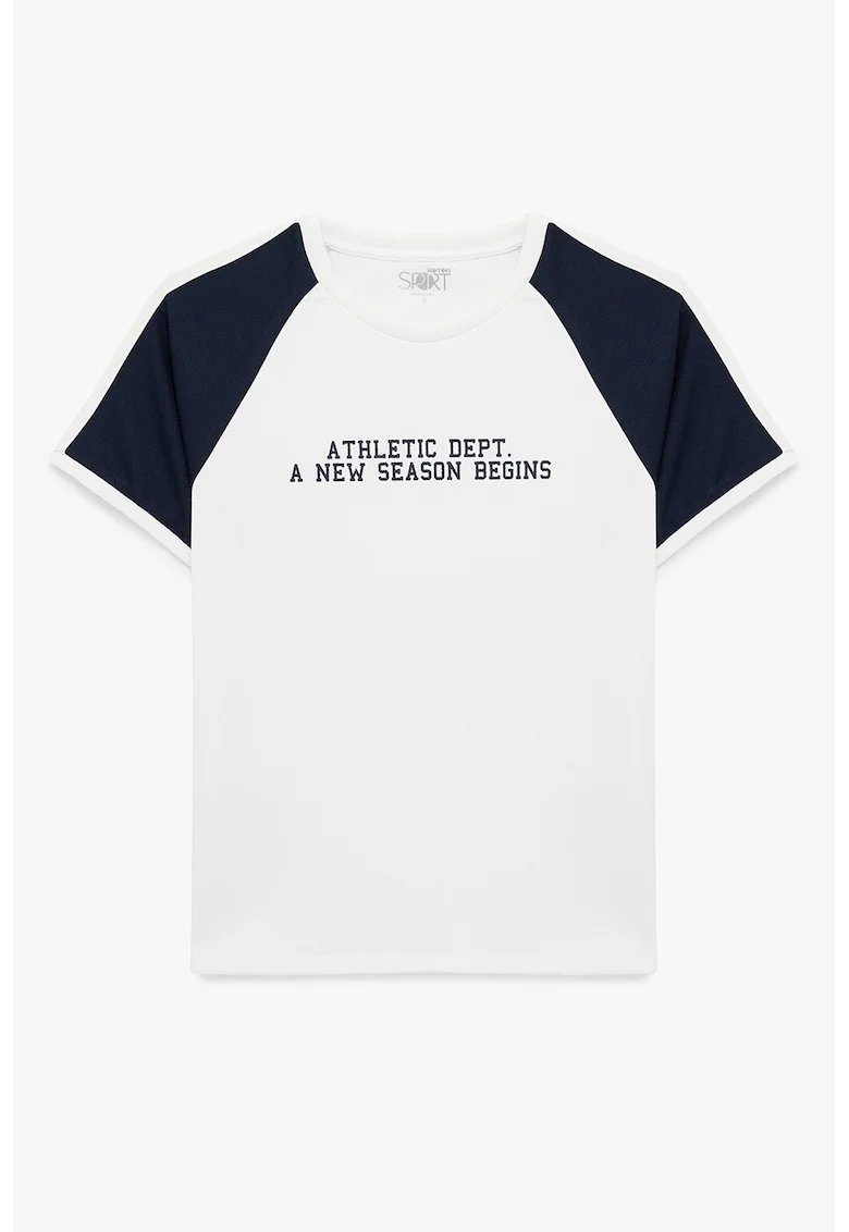 Tricou cu decolteu rotund si maneci raglan, Alb