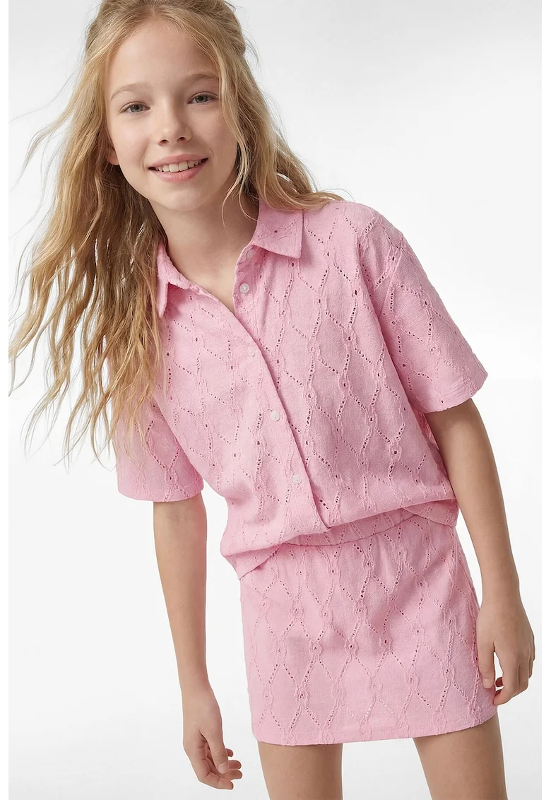 Bluza regular fit cu nasturi, Roz