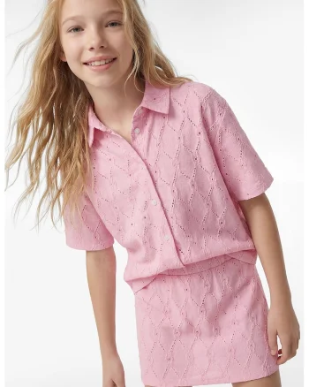Bluza regular fit cu nasturi, Roz