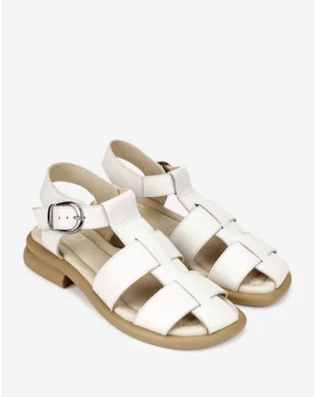 Sandale  bej din piele naturala, Bej