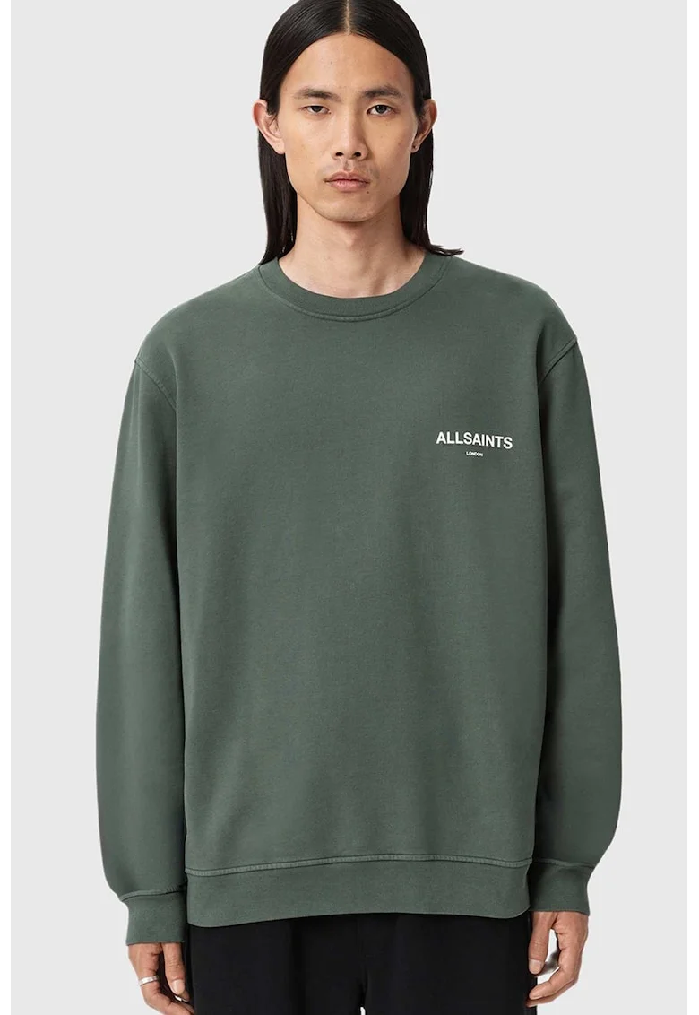 Bluza de trening cu imprimeu logo Garnet, Alb/Verde inchis