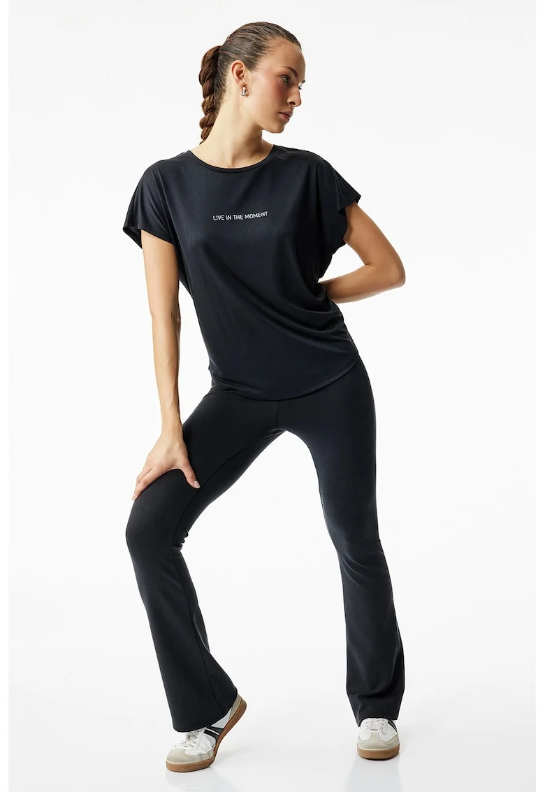 Colanti bootcut cu talie inalta, Negru