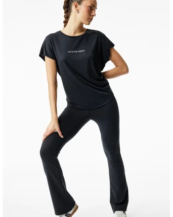 Colanti bootcut cu talie inalta, Negru