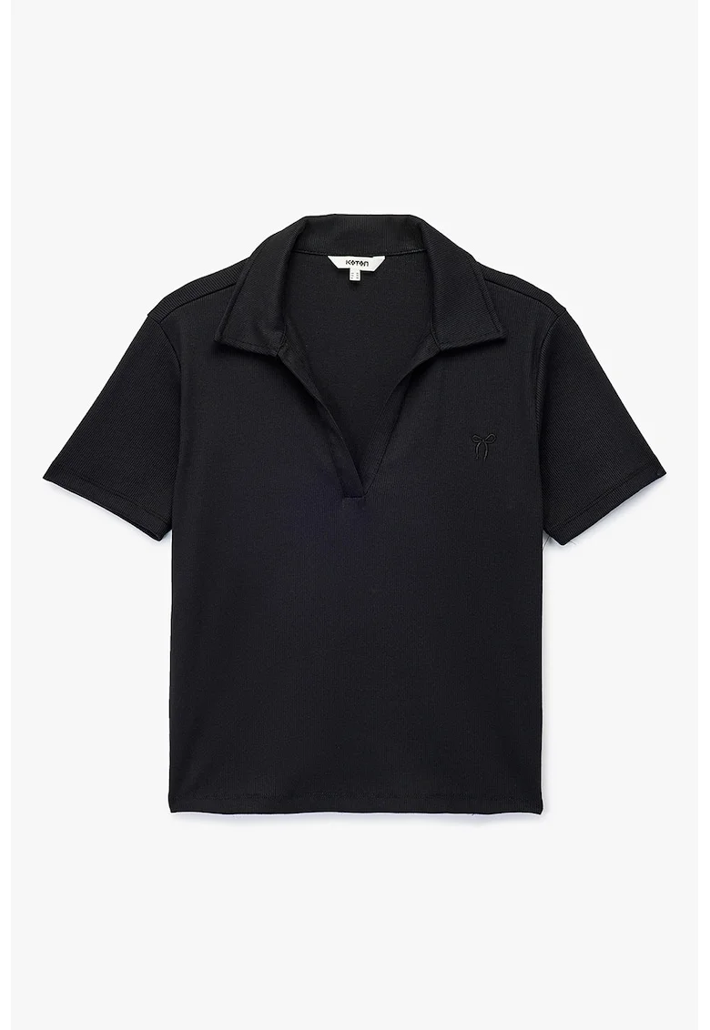 Tricou polo din amestec de bumbac, Negru