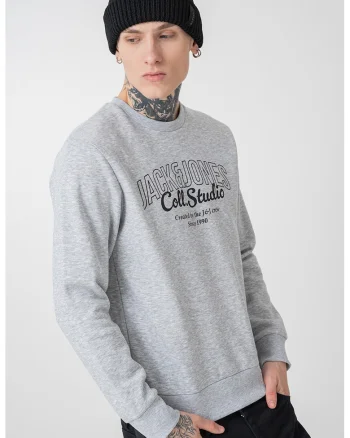 Bluza de trening regular-fit cu decolteu la baza gatului Makoto, Negru/Gri deschis melange