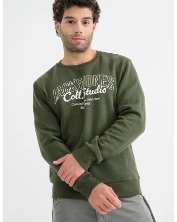 Bluza de trening regular-fit cu decolteu la baza gatului Makoto, Alb/Kaki pal