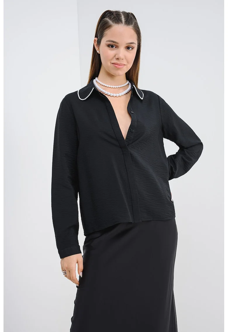 Bluza cu decolteu in V, Negru