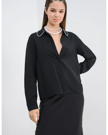 Bluza cu decolteu in V, Negru